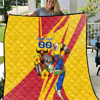 Personalized Colombia Football Vulture Mascot Quilt Vibrant Barranquilla Carnival Style - Vueltiao Hat And Accordion