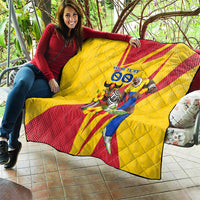 Personalized Colombia Football Vulture Mascot Quilt Vibrant Barranquilla Carnival Style - Vueltiao Hat And Accordion
