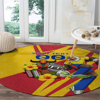 Personalized Colombia Football Vulture Mascot Round Carpet Vibrant Barranquilla Carnival Style - Vueltiao Hat And Accordion