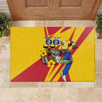Personalized Colombia Football Vulture Mascot Rubber Doormat Vibrant Barranquilla Carnival Style - Vueltiao Hat And Accordion