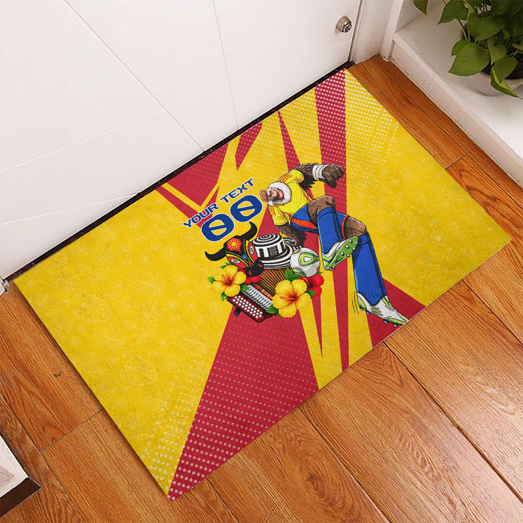 Personalized Colombia Football Vulture Mascot Rubber Doormat Vibrant Barranquilla Carnival Style - Vueltiao Hat And Accordion