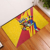 Personalized Colombia Football Vulture Mascot Rubber Doormat Vibrant Barranquilla Carnival Style - Vueltiao Hat And Accordion