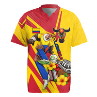 Personalized Colombia Football Vulture Mascot Rugby Jersey Vibrant Barranquilla Carnival Style - Vueltiao Hat And Accordion