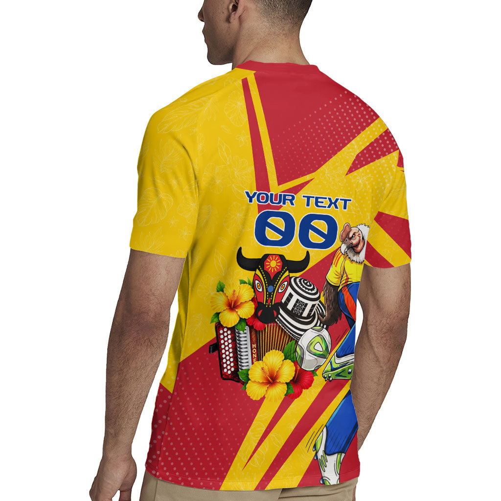 Personalized Colombia Football Vulture Mascot Rugby Jersey Vibrant Barranquilla Carnival Style - Vueltiao Hat And Accordion