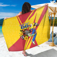 Personalized Colombia Football Vulture Mascot Sarong Vibrant Barranquilla Carnival Style - Vueltiao Hat And Accordion