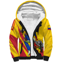 Personalized Colombia Football Vulture Mascot Sherpa Hoodie Vibrant Barranquilla Carnival Style - Vueltiao Hat And Accordion