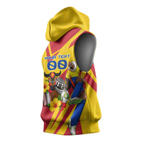 Personalized Colombia Football Vulture Mascot Sleeveless Hoodie Vibrant Barranquilla Carnival Style - Vueltiao Hat And Accordion