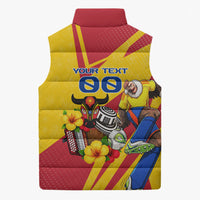 Personalized Colombia Football Vulture Mascot Sleeveless Puffer Jacket Vibrant Barranquilla Carnival Style - Vueltiao Hat And Accordion