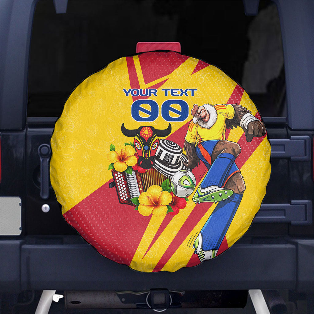 Personalized Colombia Football Vulture Mascot Spare Tire Cover Vibrant Barranquilla Carnival Style - Vueltiao Hat And Accordion