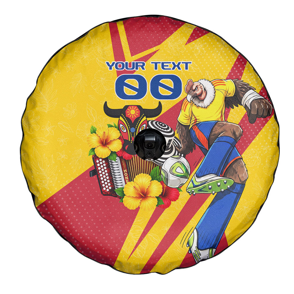 Personalized Colombia Football Vulture Mascot Spare Tire Cover Vibrant Barranquilla Carnival Style - Vueltiao Hat And Accordion