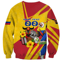 Personalized Colombia Football Vulture Mascot Sweatshirt Vibrant Barranquilla Carnival Style - Vueltiao Hat And Accordion