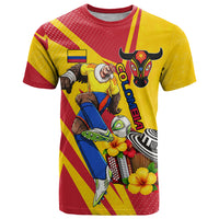 Personalized Colombia Football Vulture Mascot T Shirt Vibrant Barranquilla Carnival Style - Vueltiao Hat And Accordion