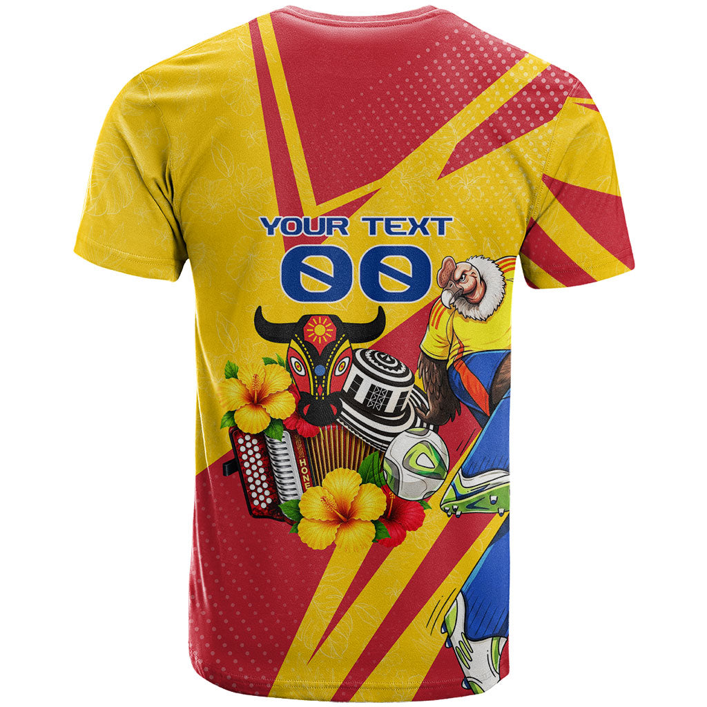 Personalized Colombia Football Vulture Mascot T Shirt Vibrant Barranquilla Carnival Style - Vueltiao Hat And Accordion