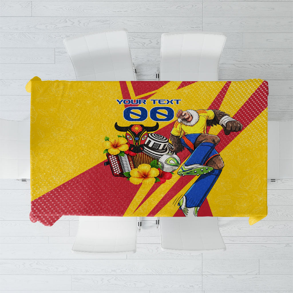 Personalized Colombia Football Vulture Mascot Tablecloth Vibrant Barranquilla Carnival Style - Vueltiao Hat And Accordion