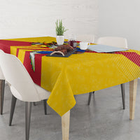 Personalized Colombia Football Vulture Mascot Tablecloth Vibrant Barranquilla Carnival Style - Vueltiao Hat And Accordion