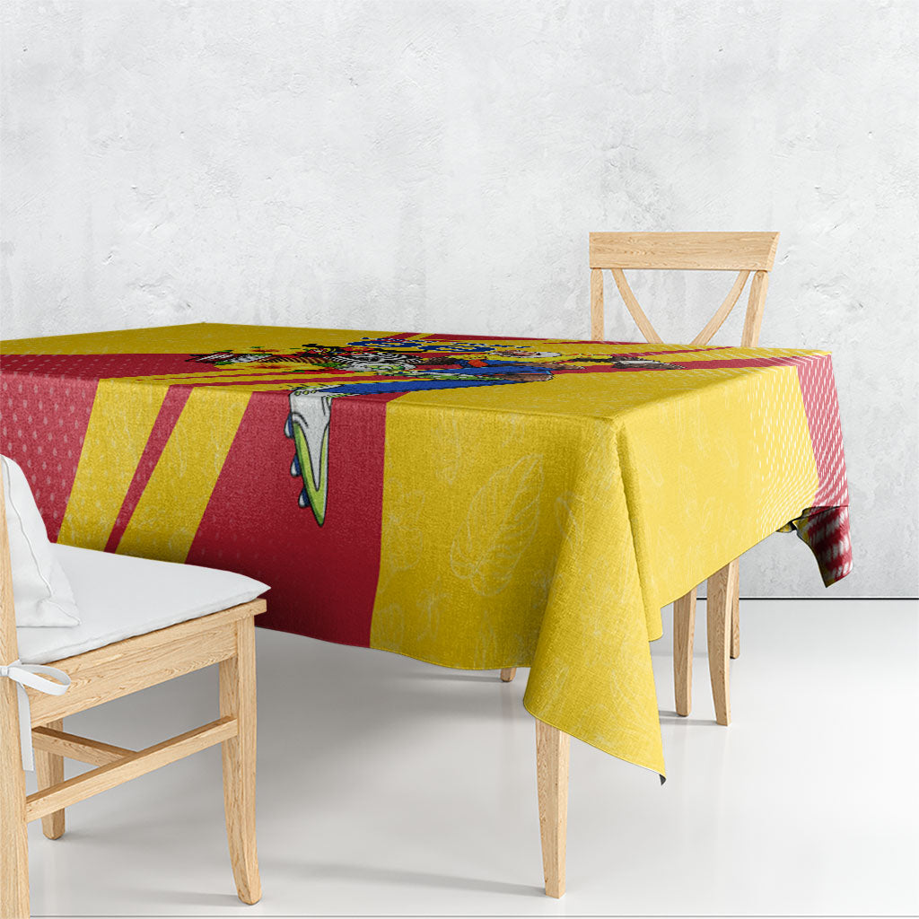 Personalized Colombia Football Vulture Mascot Tablecloth Vibrant Barranquilla Carnival Style - Vueltiao Hat And Accordion