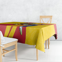 Personalized Colombia Football Vulture Mascot Tablecloth Vibrant Barranquilla Carnival Style - Vueltiao Hat And Accordion