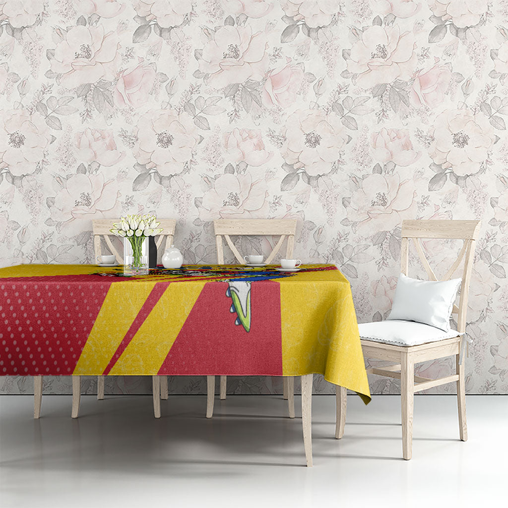 Personalized Colombia Football Vulture Mascot Tablecloth Vibrant Barranquilla Carnival Style - Vueltiao Hat And Accordion