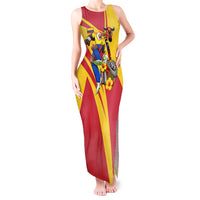Personalized Colombia Football Vulture Mascot Tank Maxi Dress Vibrant Barranquilla Carnival Style - Vueltiao Hat And Accordion