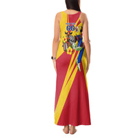 Personalized Colombia Football Vulture Mascot Tank Maxi Dress Vibrant Barranquilla Carnival Style - Vueltiao Hat And Accordion