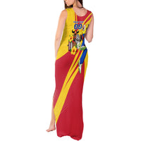 Personalized Colombia Football Vulture Mascot Tank Maxi Dress Vibrant Barranquilla Carnival Style - Vueltiao Hat And Accordion