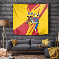 Personalized Colombia Football Vulture Mascot Tapestry Vibrant Barranquilla Carnival Style - Vueltiao Hat And Accordion