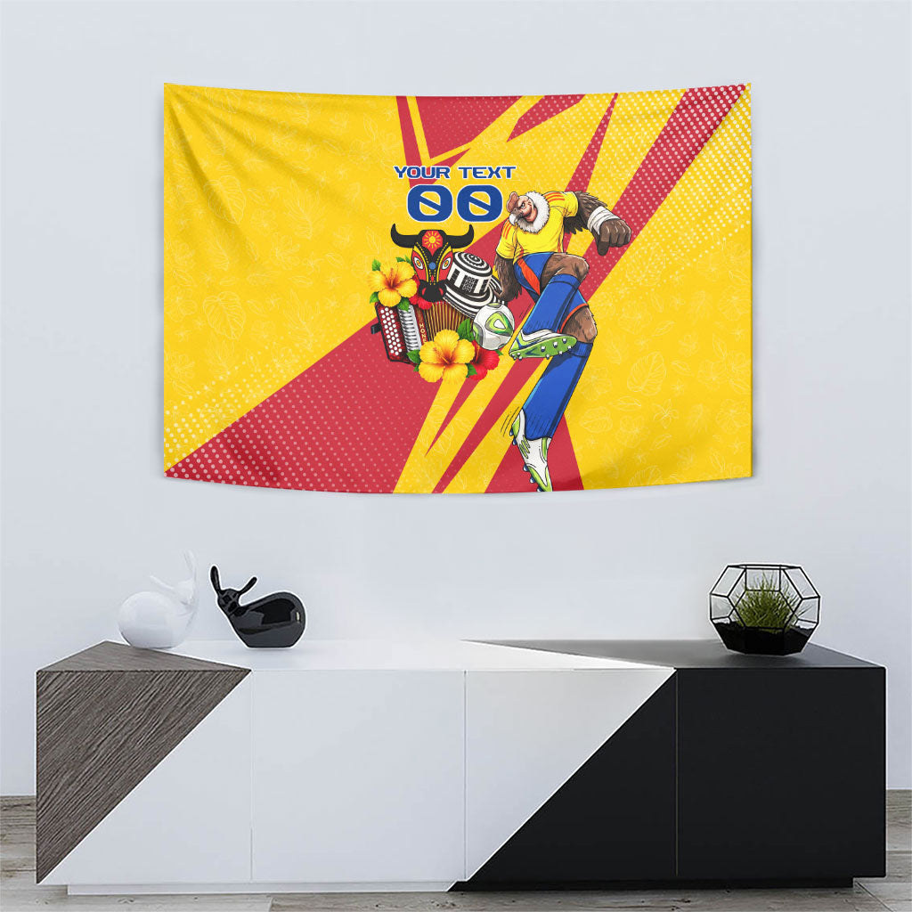 Personalized Colombia Football Vulture Mascot Tapestry Vibrant Barranquilla Carnival Style - Vueltiao Hat And Accordion