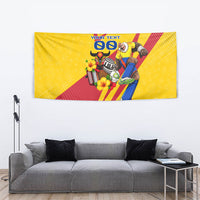 Personalized Colombia Football Vulture Mascot Tapestry Vibrant Barranquilla Carnival Style - Vueltiao Hat And Accordion