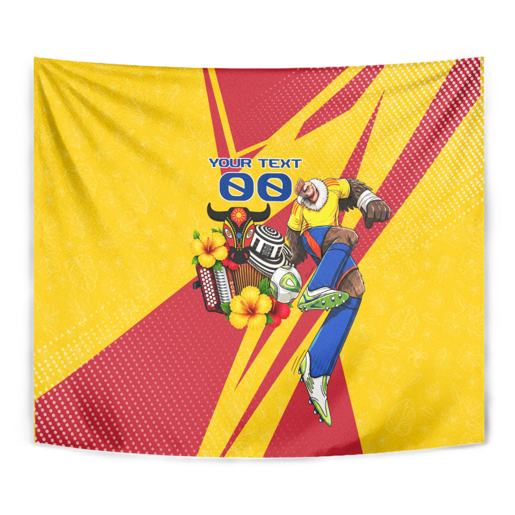 Personalized Colombia Football Vulture Mascot Tapestry Vibrant Barranquilla Carnival Style - Vueltiao Hat And Accordion