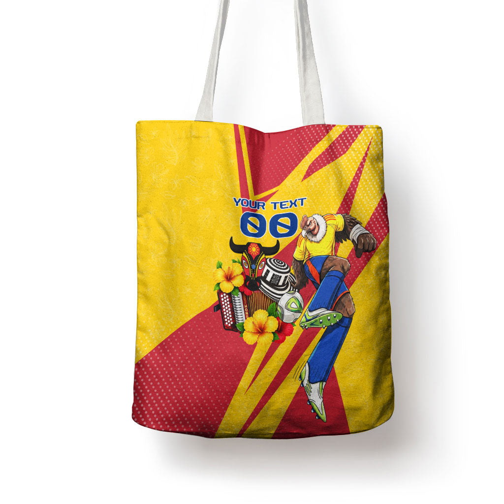 Personalized Colombia Football Vulture Mascot Tote Bag Vibrant Barranquilla Carnival Style - Vueltiao Hat And Accordion