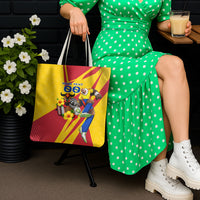 Personalized Colombia Football Vulture Mascot Tote Bag Vibrant Barranquilla Carnival Style - Vueltiao Hat And Accordion