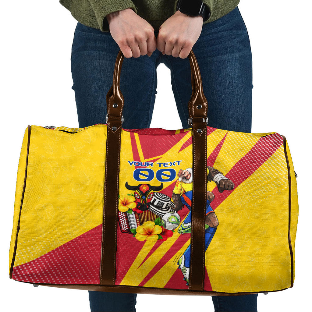 Personalized Colombia Football Vulture Mascot Travel Bag Vibrant Barranquilla Carnival Style - Vueltiao Hat And Accordion