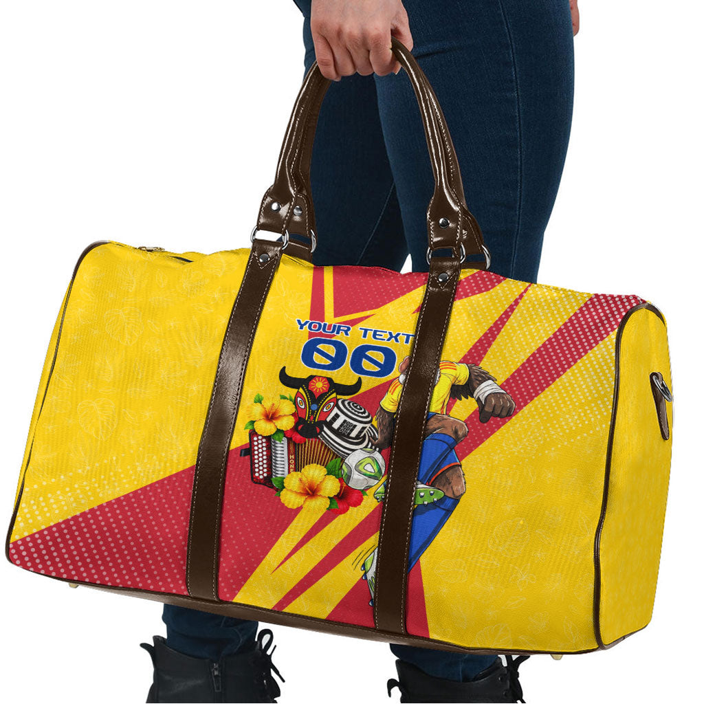 Personalized Colombia Football Vulture Mascot Travel Bag Vibrant Barranquilla Carnival Style - Vueltiao Hat And Accordion