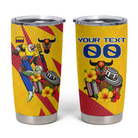 Personalized Colombia Football Vulture Mascot Tumbler Cup Vibrant Barranquilla Carnival Style - Vueltiao Hat And Accordion