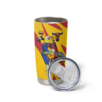 Personalized Colombia Football Vulture Mascot Tumbler Cup Vibrant Barranquilla Carnival Style - Vueltiao Hat And Accordion