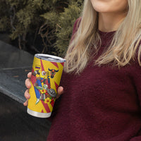 Personalized Colombia Football Vulture Mascot Tumbler Cup Vibrant Barranquilla Carnival Style - Vueltiao Hat And Accordion