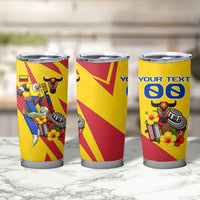 Personalized Colombia Football Vulture Mascot Tumbler Cup Vibrant Barranquilla Carnival Style - Vueltiao Hat And Accordion