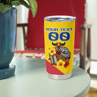 Personalized Colombia Football Vulture Mascot Tumbler Cup Vibrant Barranquilla Carnival Style - Vueltiao Hat And Accordion