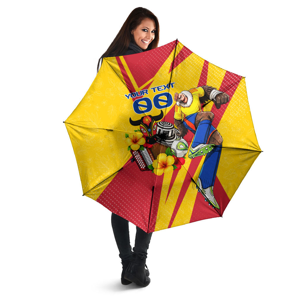 Personalized Colombia Football Vulture Mascot Umbrella Vibrant Barranquilla Carnival Style - Vueltiao Hat And Accordion