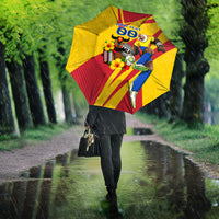Personalized Colombia Football Vulture Mascot Umbrella Vibrant Barranquilla Carnival Style - Vueltiao Hat And Accordion