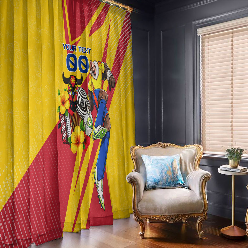 Personalized Colombia Football Vulture Mascot Window Curtain Vibrant Barranquilla Carnival Style - Vueltiao Hat And Accordion