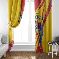 Personalized Colombia Football Vulture Mascot Window Curtain Vibrant Barranquilla Carnival Style - Vueltiao Hat And Accordion