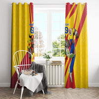 Personalized Colombia Football Vulture Mascot Window Curtain Vibrant Barranquilla Carnival Style - Vueltiao Hat And Accordion