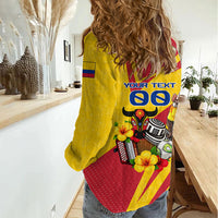 Personalized Colombia Football Vulture Mascot Women Casual Shirt Vibrant Barranquilla Carnival Style - Vueltiao Hat And Accordion