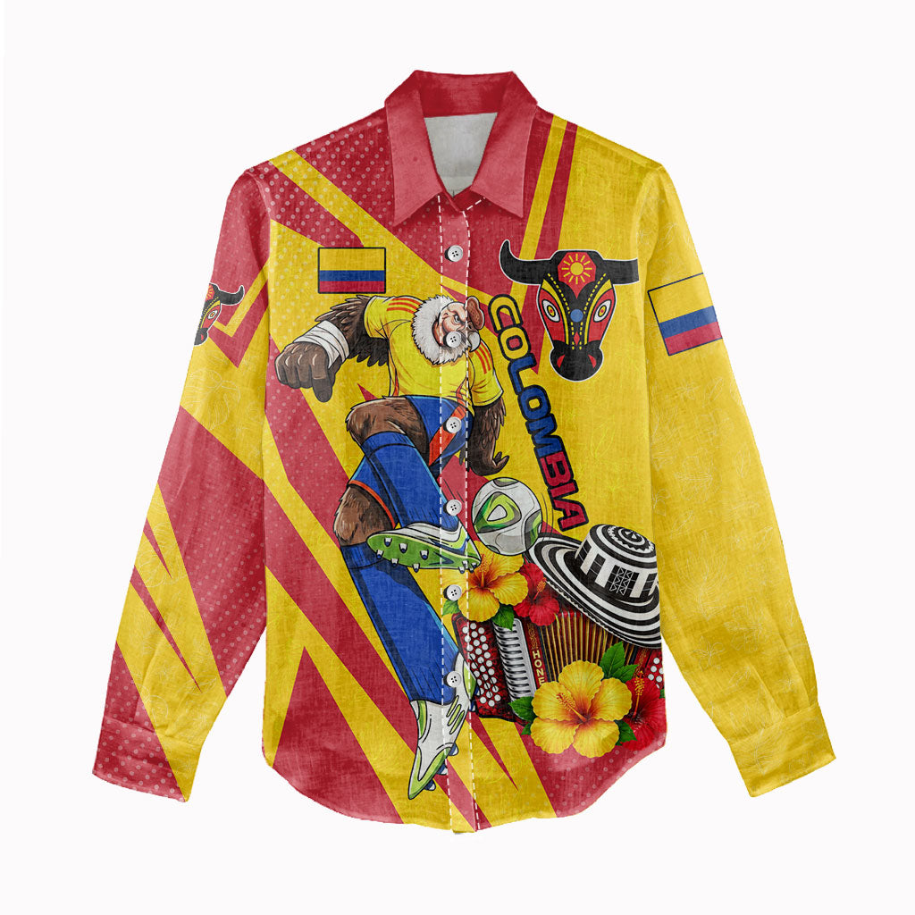 Personalized Colombia Football Vulture Mascot Women Casual Shirt Vibrant Barranquilla Carnival Style - Vueltiao Hat And Accordion