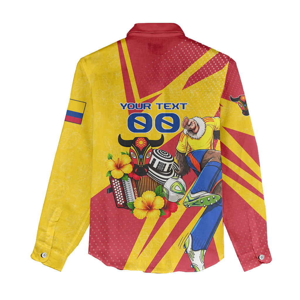 Personalized Colombia Football Vulture Mascot Women Casual Shirt Vibrant Barranquilla Carnival Style - Vueltiao Hat And Accordion