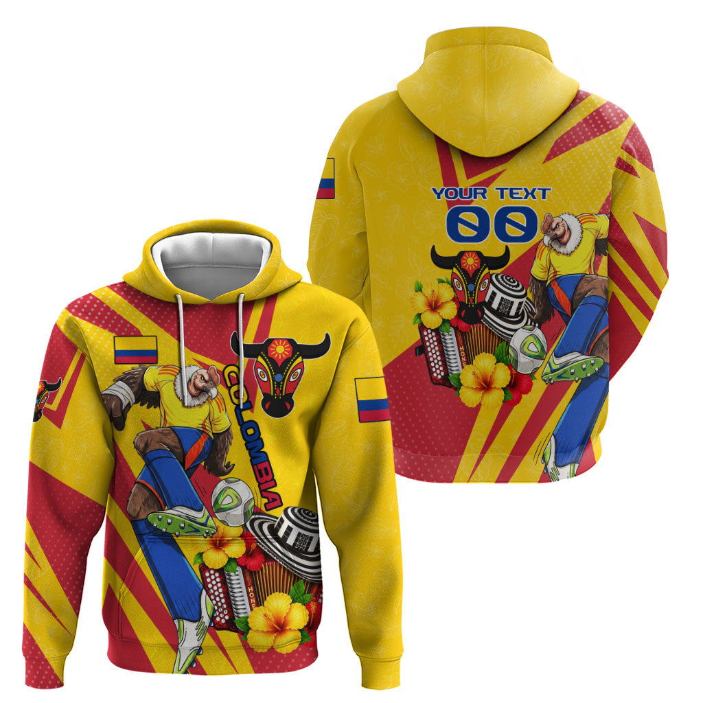 Personalized Colombia Football Vulture Mascot Zip Hoodie Vibrant Barranquilla Carnival Style - Vueltiao Hat And Accordion