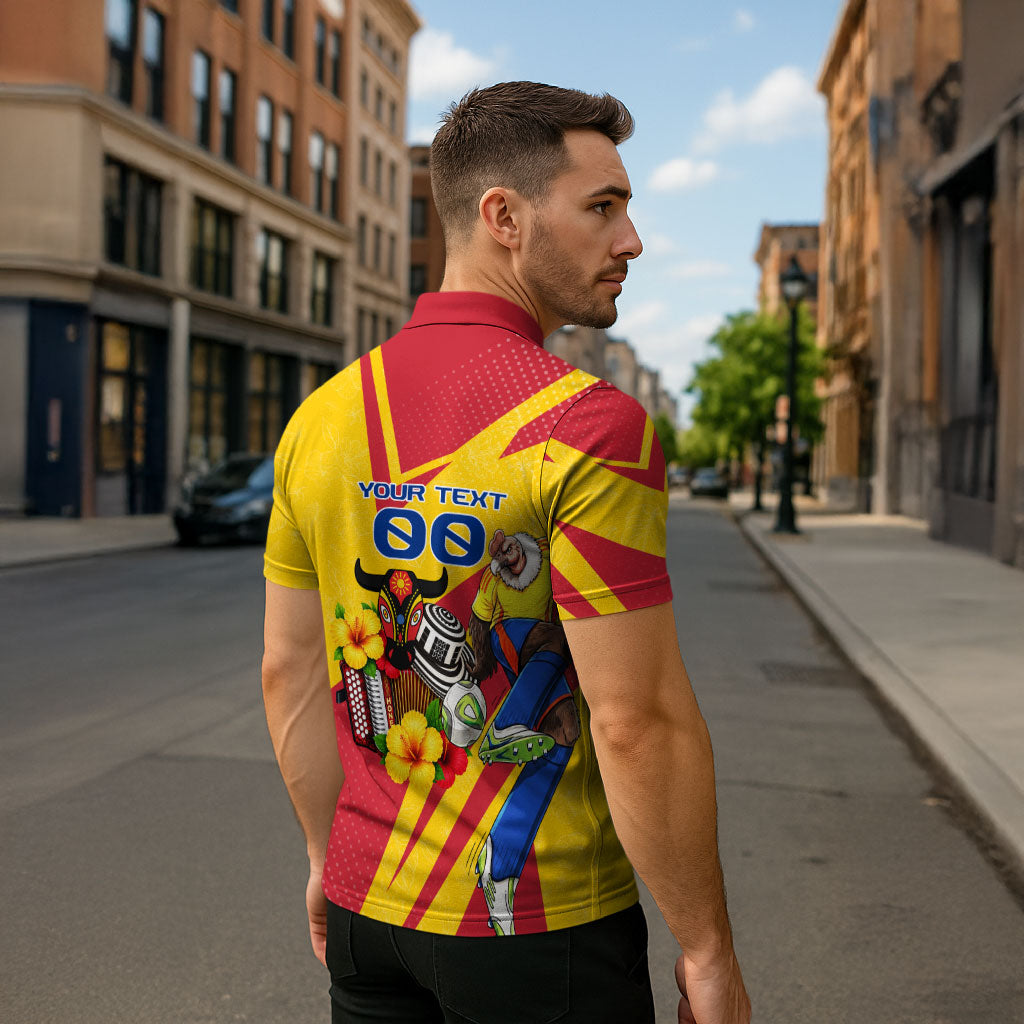 Personalized Colombia Football Vulture Mascot Zipper Polo Shirt Vibrant Barranquilla Carnival Style - Vueltiao Hat And Accordion