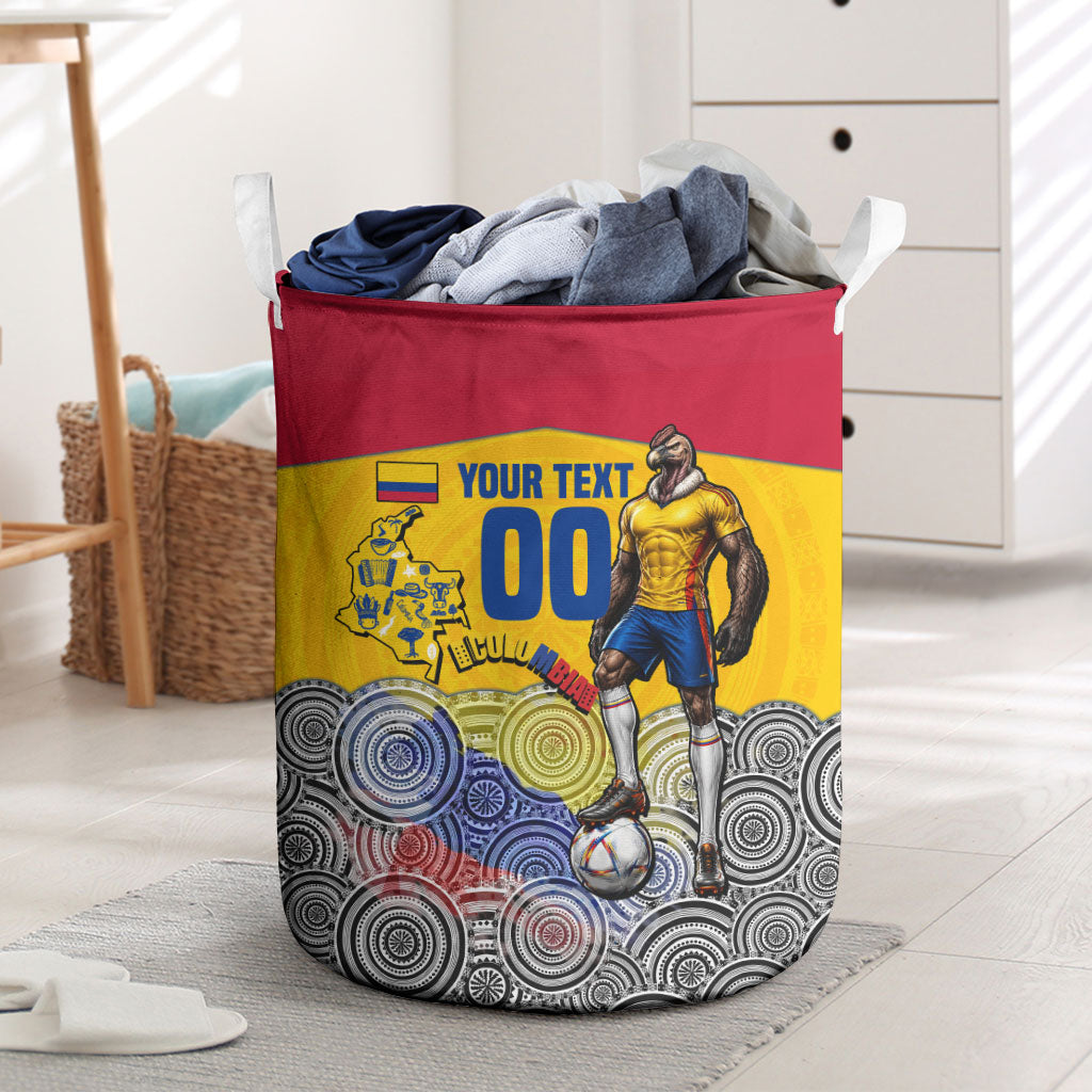 Personalized Colombia Football Laundry Basket Vulture Mascot Sombrero Vueltiao Map