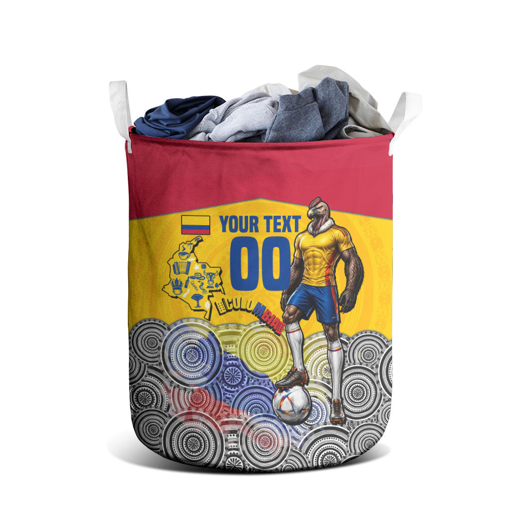 Personalized Colombia Football Laundry Basket Vulture Mascot Sombrero Vueltiao Map